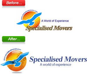 Specialised Movers Logo: Before and After