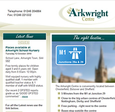 The Arkwright Centre - Chesterfield (Derbyshire) Website Graphic Design
