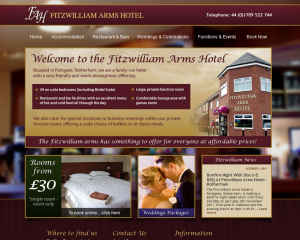 Zooble's Website Design for Fitzwilliam Arms Hotel Website - Rotherham Fitzwilliam Arms Hotel Zooble Website Design